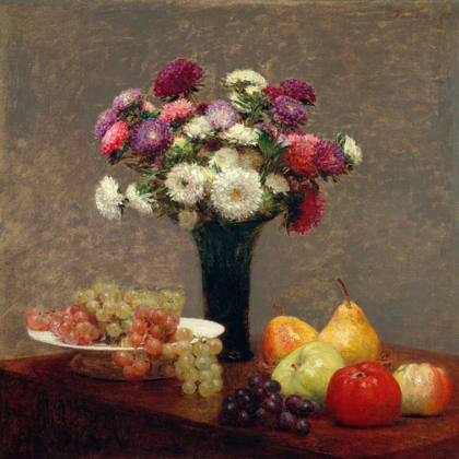 Picture of ASTERS AND FRUIT ON A TABLE