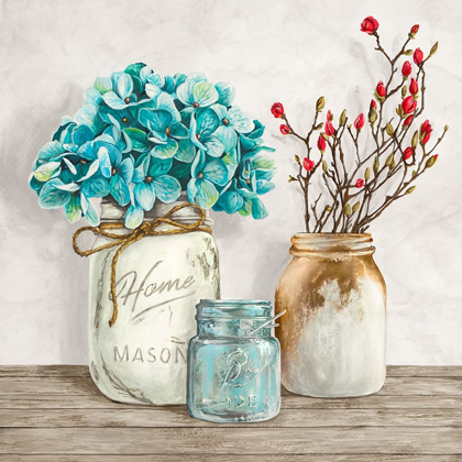 Picture of FLORAL COMPOSITION WITH MASON JARS I