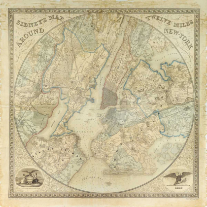 Picture of TWELVE MILES AROUND NY MAP, 1849