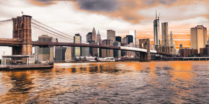 Picture of BROOKLYN BRIDGE AND LOWER MANHATTAN AT SUNSET, NYC