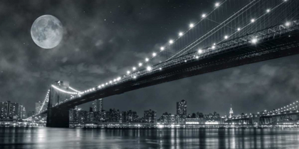 Picture of BROOKLYN BRIDGE AT NIGHT - NEW YORK