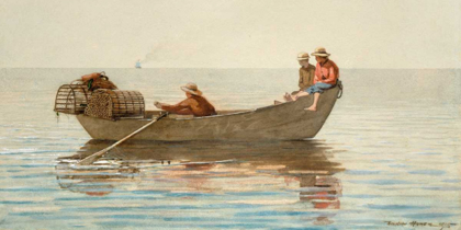Picture of THREE BOYS IN A DORY WITH LOBSTER POTS