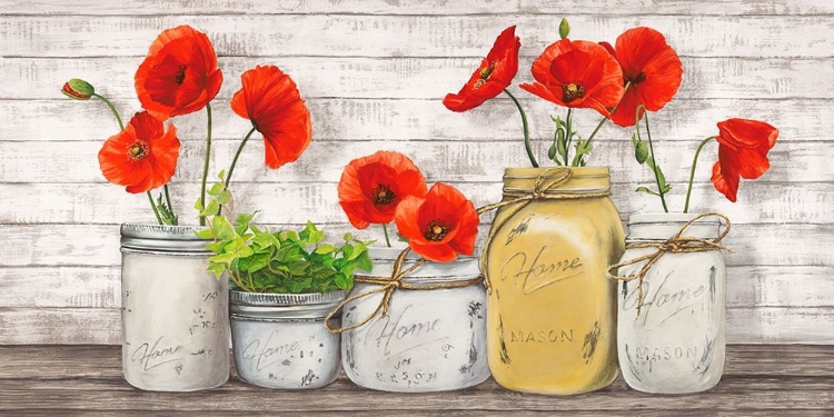 Picture of POPPIES IN MASON JARS