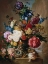 Picture of POPPIES PEONIES AND OTHER FLOWERS IN A TERRACOTTA VASE