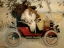 Picture of RAMON CASAS AND PERE ROMEU IN AN AUTOMOBILE