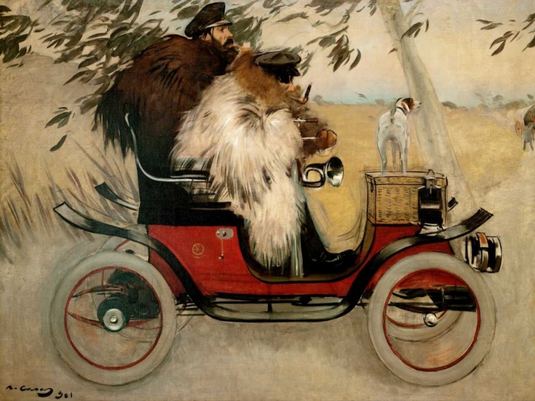 Picture of RAMON CASAS AND PERE ROMEU IN AN AUTOMOBILE