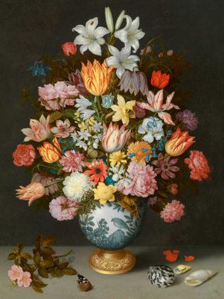 Picture of A STILL LIFE OF FLOWERS IN A WAN-LI VASE
