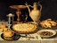 Picture of STILL LIFE WITH A TART- ROAST CHICKEN- BREAD- RICE AND OLIVES