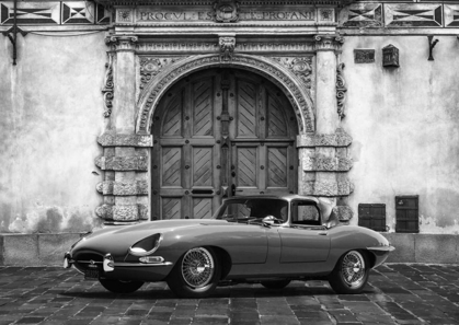 Picture of ROADSTER IN FRONT OF CLASSIC PALACE (BW)