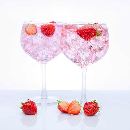 Picture of GIN WITH STRAWBERRIES ON WHITE BACKGROUND