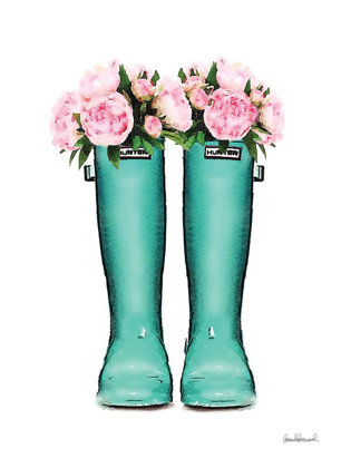 Picture of TEAL RAIN BOOTS WITH PEONY