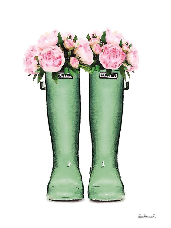 Picture of GREEN RAIN BOOTS WITH PEONY