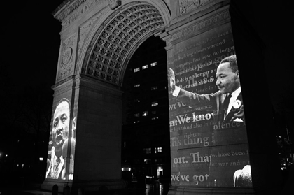 Picture of MARTIN LUTHER KING JR PROJECTION ON THE WASHINGTON SQUARE ARCH NYC