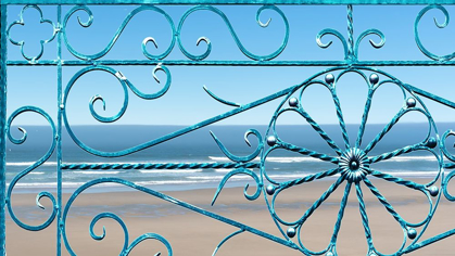 Picture of OCEAN THROUGH WROUGHT IRON WINDOW