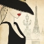 Picture of WOMAN ON PARIS BRIDGE