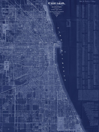 Picture of ANTIQUE MAP OF CHICAGO (BLUE)