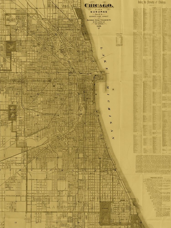 Picture of ANTIQUE MAP OF CHICAGO (NEUTRAL)