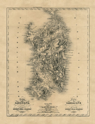 Picture of ANCIENT MAP SARDINIA ISLAND MEDITERRANEAN SEA