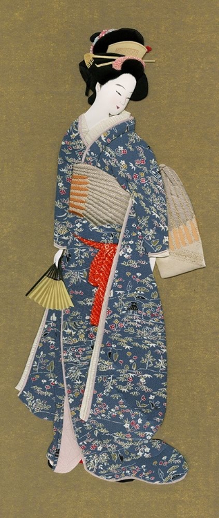 Picture of ELEGANT JAPANESE LADY FOLDING FAN