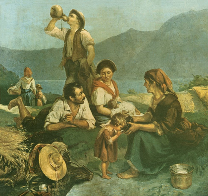 Picture of PEOPLE FARMER DRINKING EATING COUNTRYSIDE 