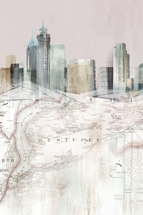 Picture of BLUSHING MANHATTAN MAP I 