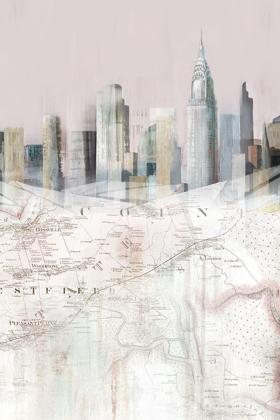 Picture of BLUSHING MANHATTAN MAP II 