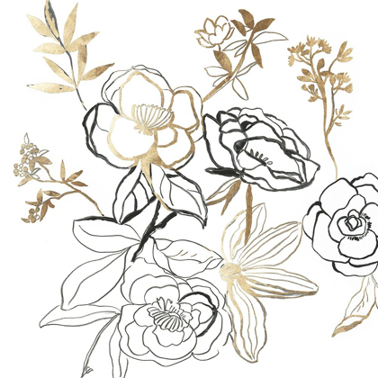 Picture of BLACK AND GOLD FLORALS 