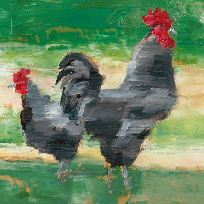 Picture of BLACK ROOSTER AND HEN I