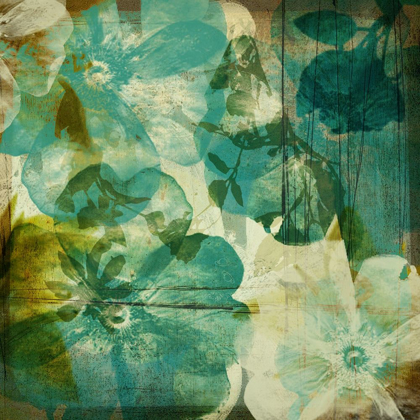 Picture of VINTAGE TEAL BLOOMS II