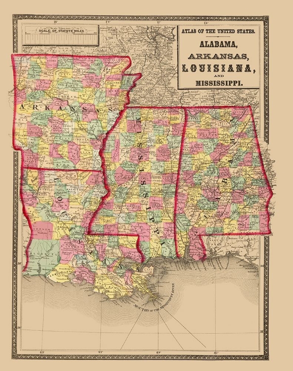 Picture of ALABAMA, ARKANSAS, LOUISIANA, MISSISSIPPI 1873