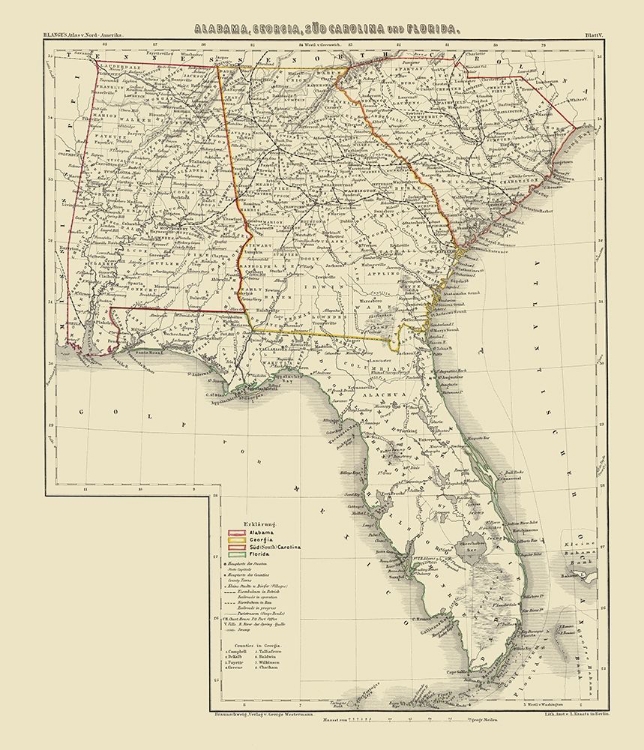 Picture of ALABAMA, GEORGIA, SOUTH CAROLINA, FLORIDA 1854