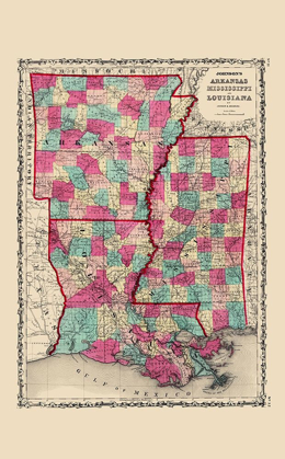 Picture of ARKANSAS, MISSISSIPPI, LOUISIANA - JOHNSON 1860