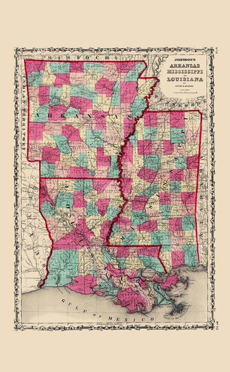 Picture of ARKANSAS, MISSISSIPPI, LOUISIANA - JOHNSON 1860