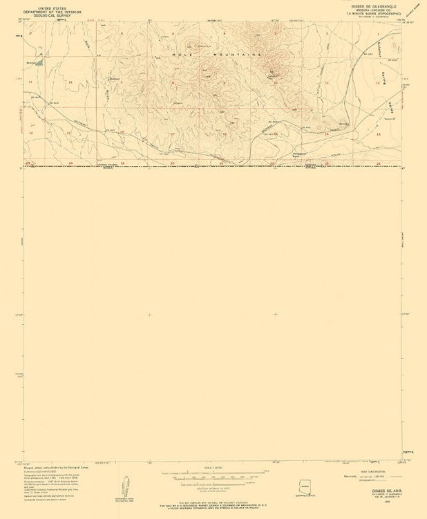 Picture of SOUTH EAST BISBEE ARIZONA QUAD - USGS 1958