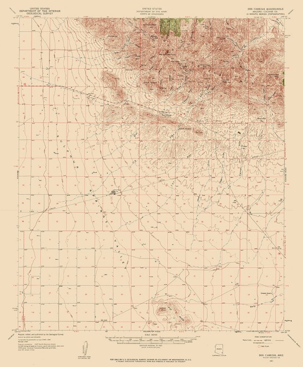 Picture of DOS CABEZAS ARIZONA QUAD - USGS 1957