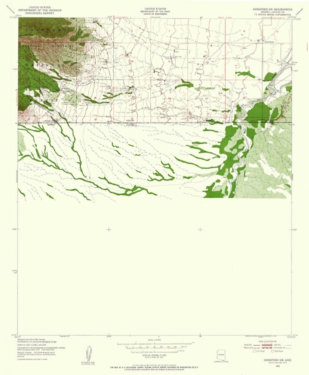 Picture of SOUTH WEST HEREFORD ARIZONA QUAD - USGS 1952