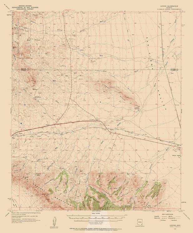 Picture of LUZENA ARIZONA QUAD - USGS 1957