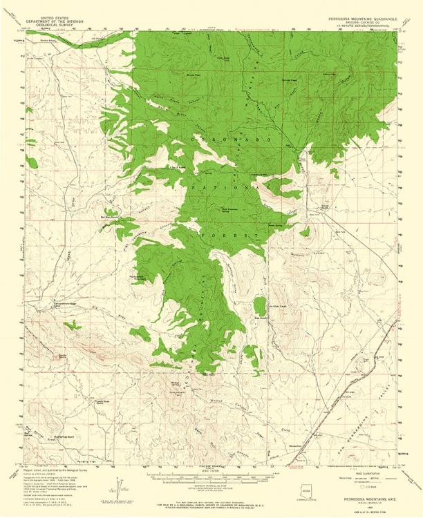 Picture of PEDRAGOSA MOUNTAINS ARIZONA QUAD - USGS 1958