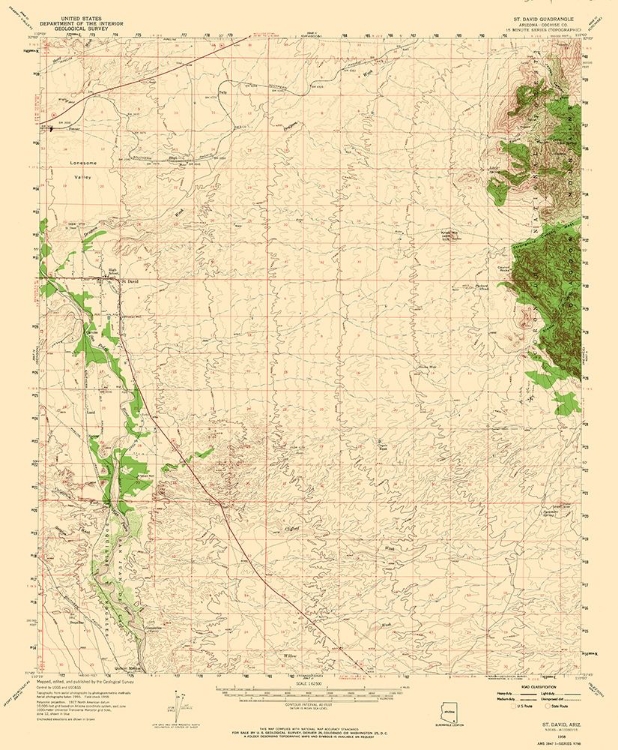 Picture of ST DAVID ARIZONA QUAD - USGS 1958