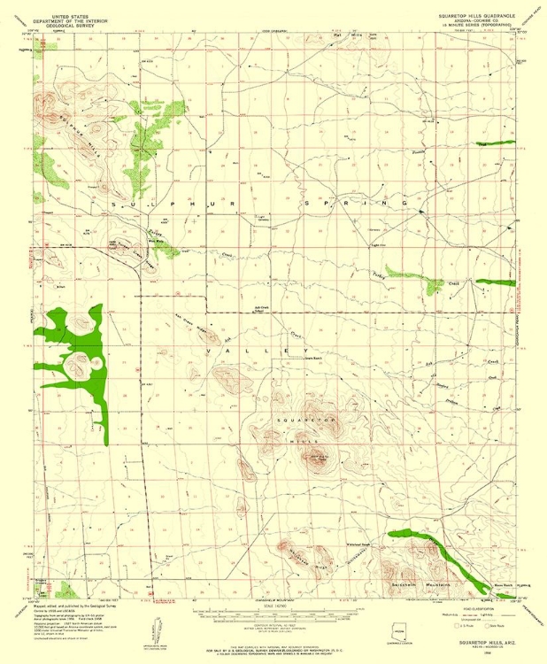 Picture of SQUARETOP HILLS ARIZONA QUAD - USGS 1958