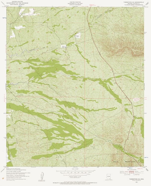 Picture of SOUTH EAST TOMBSTONE ARIZONA QUAD - USGS 1952