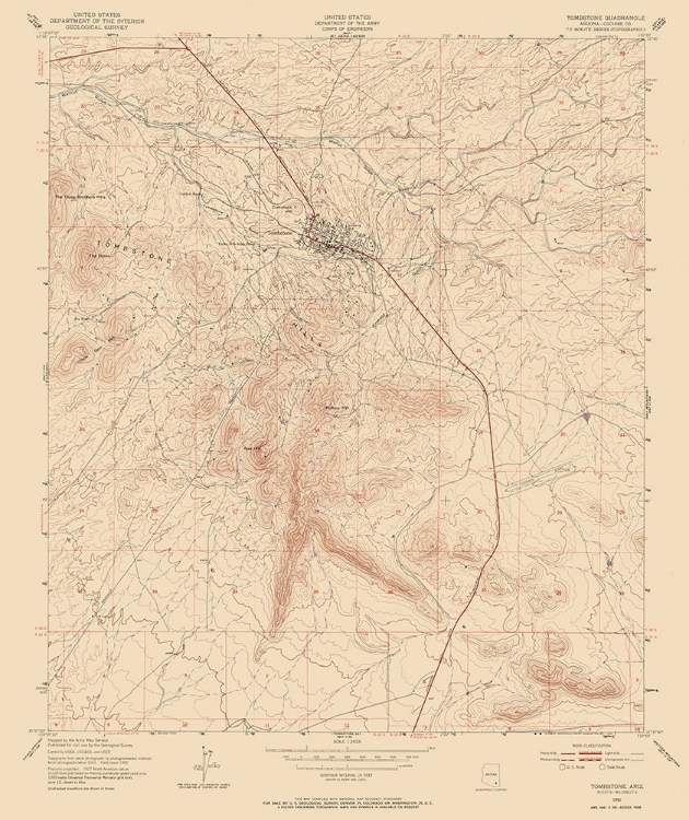 Picture of TOMBSTONE ARIZONA QUAD - USGS 1952