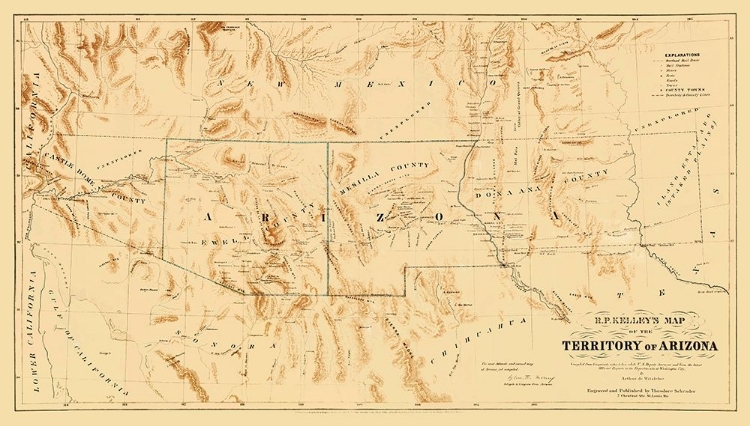 Picture of ARIZONA TERRITORY FROM R.P. KELLEY - SCHRADER 1860