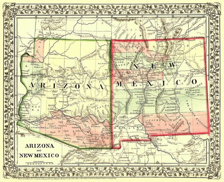 Picture of ARIZONA  NEW MEXICO - MITCHELL 1867