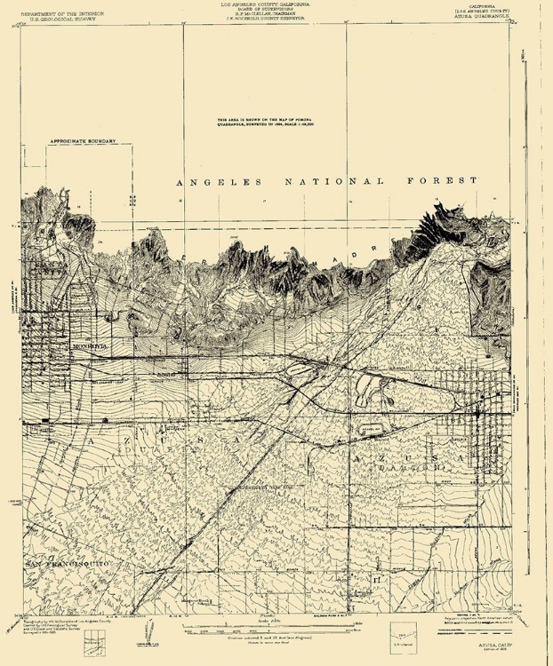 Picture of AZUSA CALIFORNIA QUAD - USGS 1928