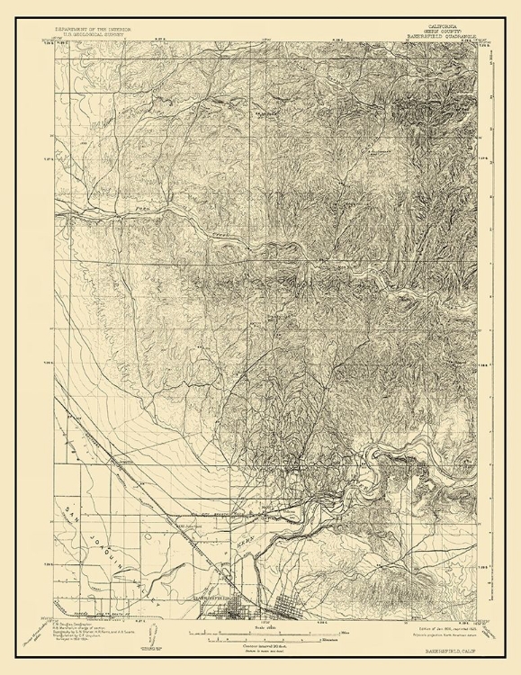 Picture of BAKERSFIELD CALIFORNIA QUAD - USGS 1906