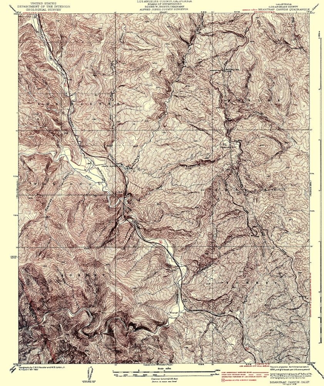 Picture of BEARTRAP CANYON CALIFORNIA QUAD - USGS 1938