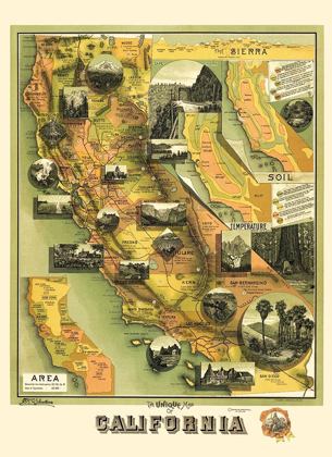 Picture of CALIFORNIA ILLUSTRATED MAP - JONES 1898