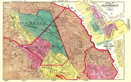 Picture of PLAT OF CLOVERDALE CALIFORNIA - THOMPSON 1877