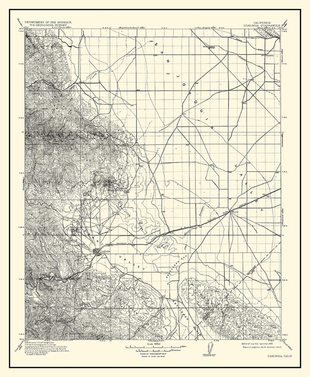 Picture of COALINGA CALIFORNIA QUAD - USGS 1912